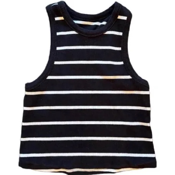 Akemi + Kin Tops - Classic Black and White Striped Women's Tank Top XL